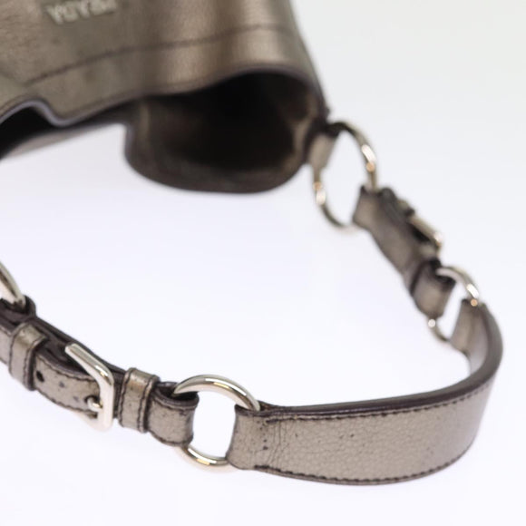 PRADA Shoulder Bag Leather Silver Auth ep4586