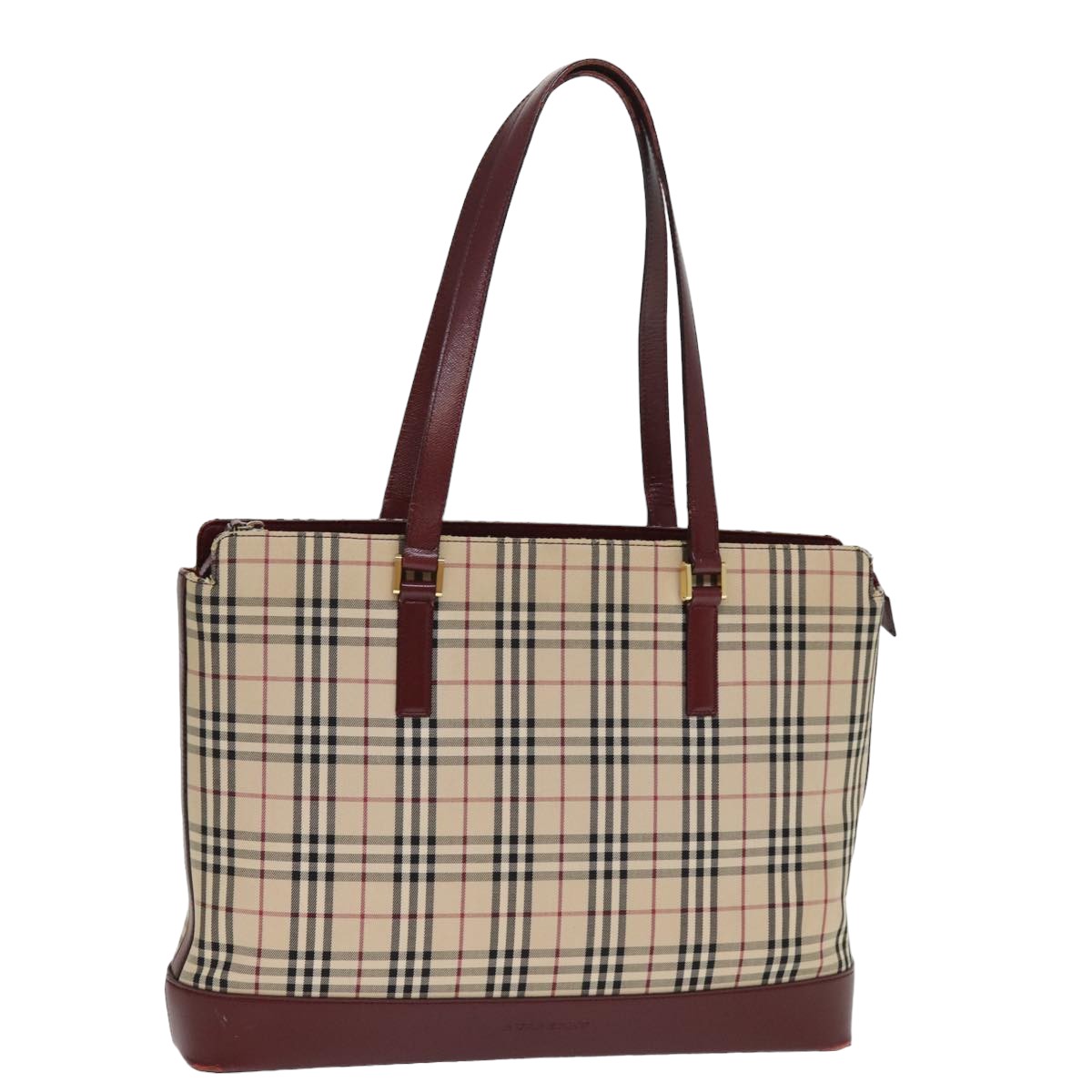 BURBERRY Nova Check Tote Bag Nylon Beige Auth ep4597