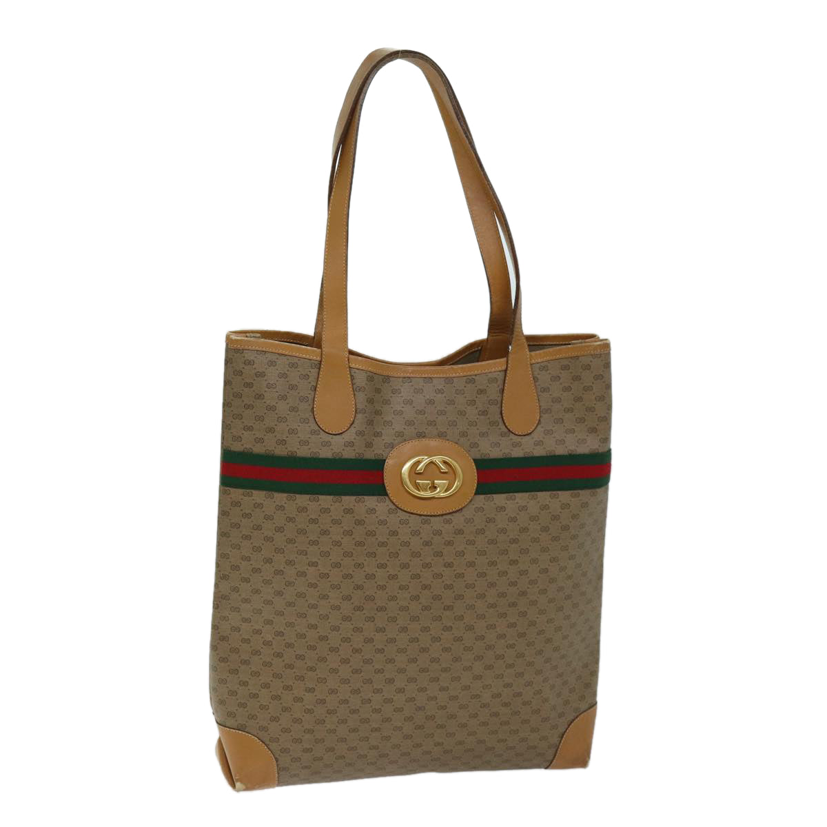 GUCCI Micro GG Supreme Web Sherry Line Tote Bag Beige 002 904 0131 Auth ep4613