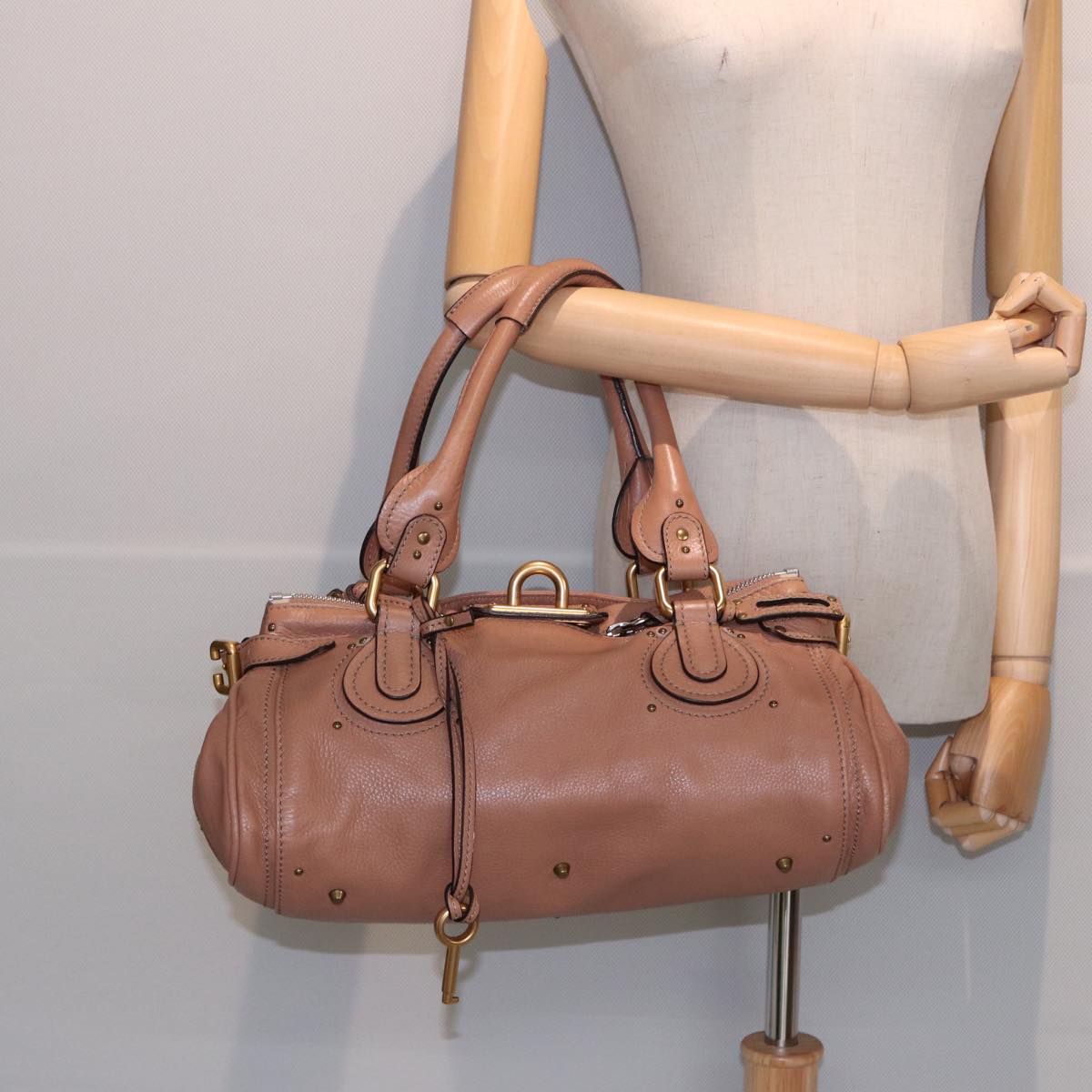 Chloe Paddington Hand Bag Leather Beige Auth ep4629