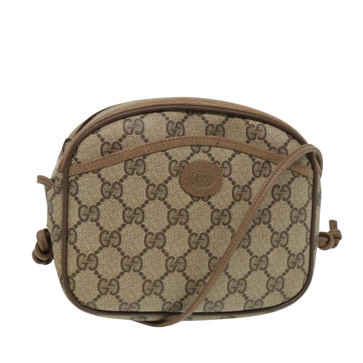 GUCCI GG Supreme Shoulder Bag PVC Leather Beige 116 02 606 Auth ep4637