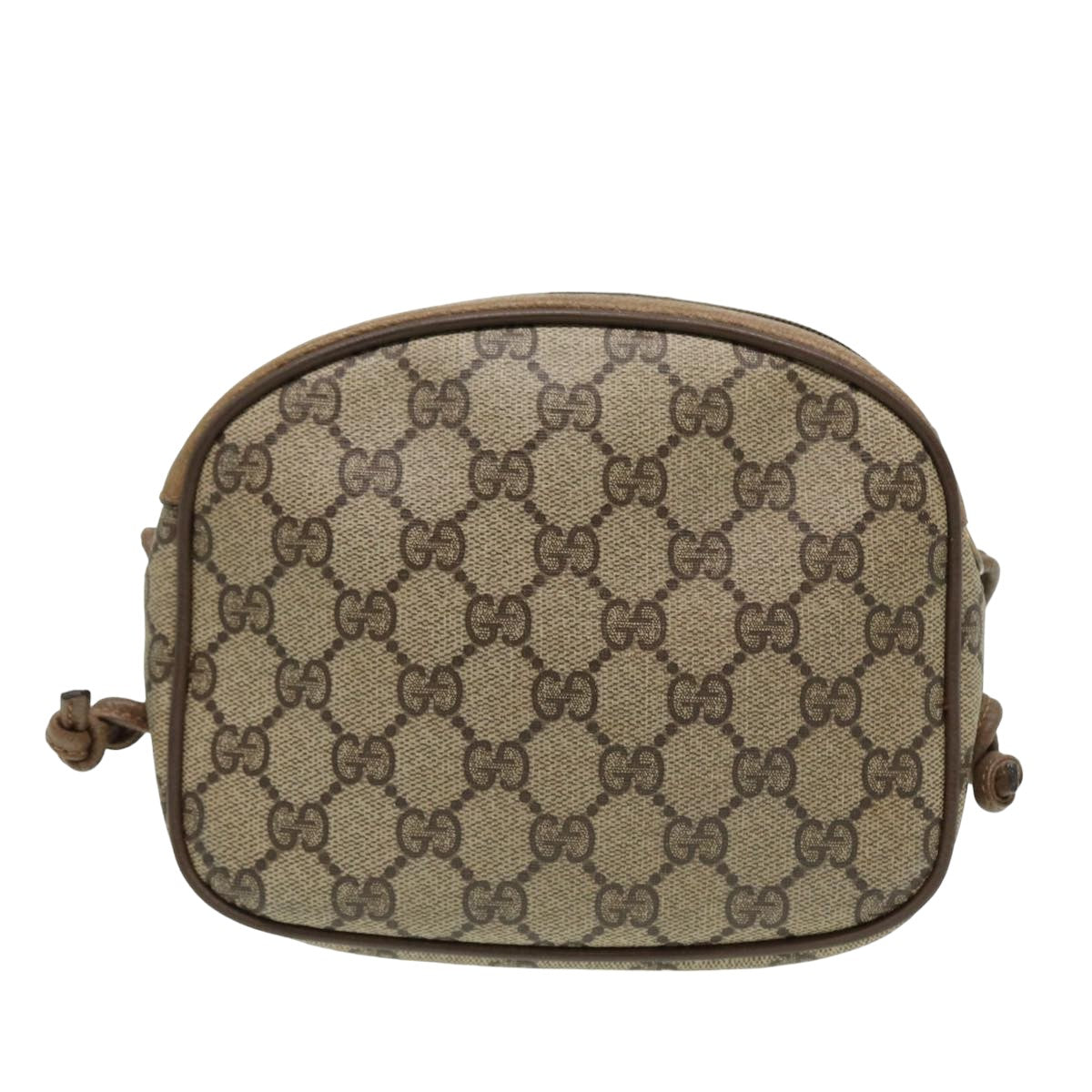 GUCCI GG Supreme Shoulder Bag PVC Leather Beige 116 02 606 Auth ep4637