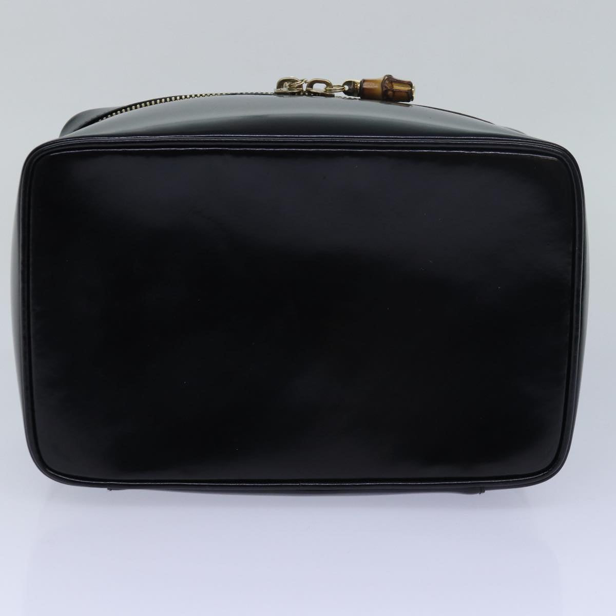 GUCCI Vanity Cosmetic Pouch Enamel Black 032 1956 0150 Auth ep4640