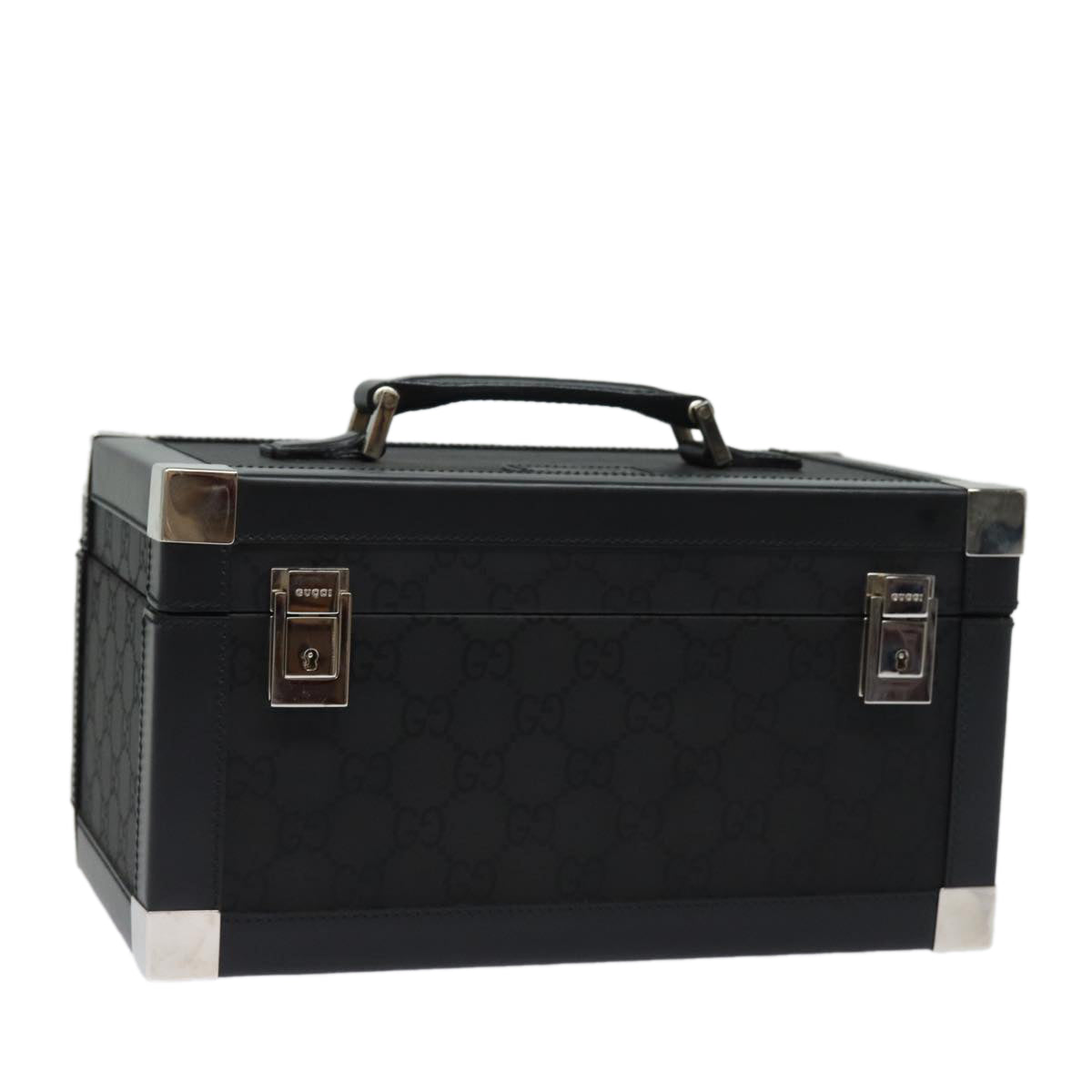 GUCCI GG Canvas Vanity Case Hand Bag Black Auth ep4649