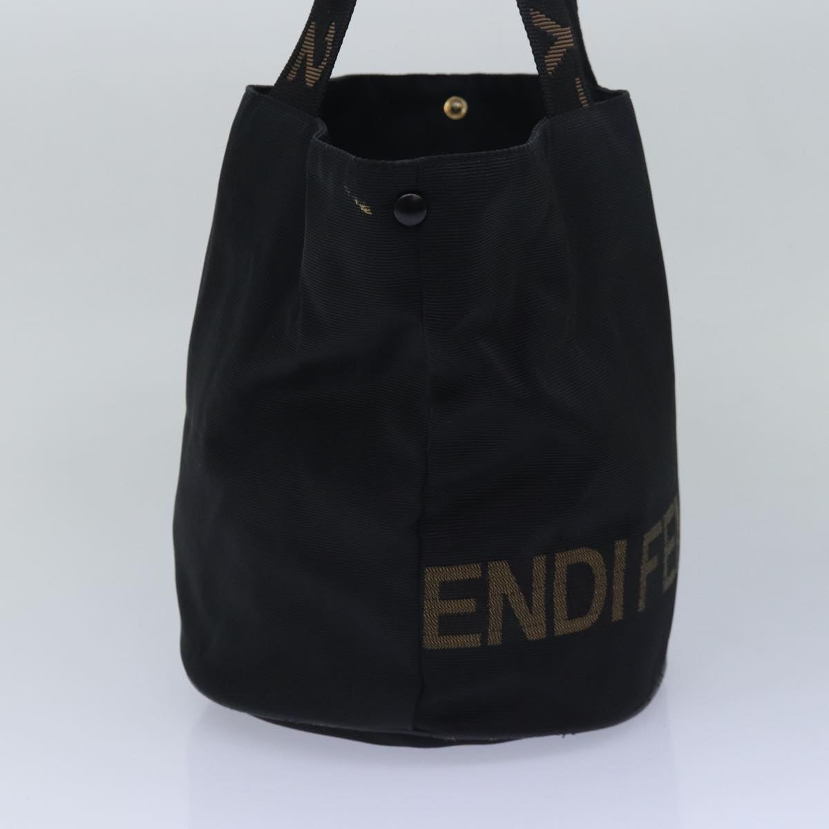 FENDI Hand Bag Nylon Black Brown Auth ep4652