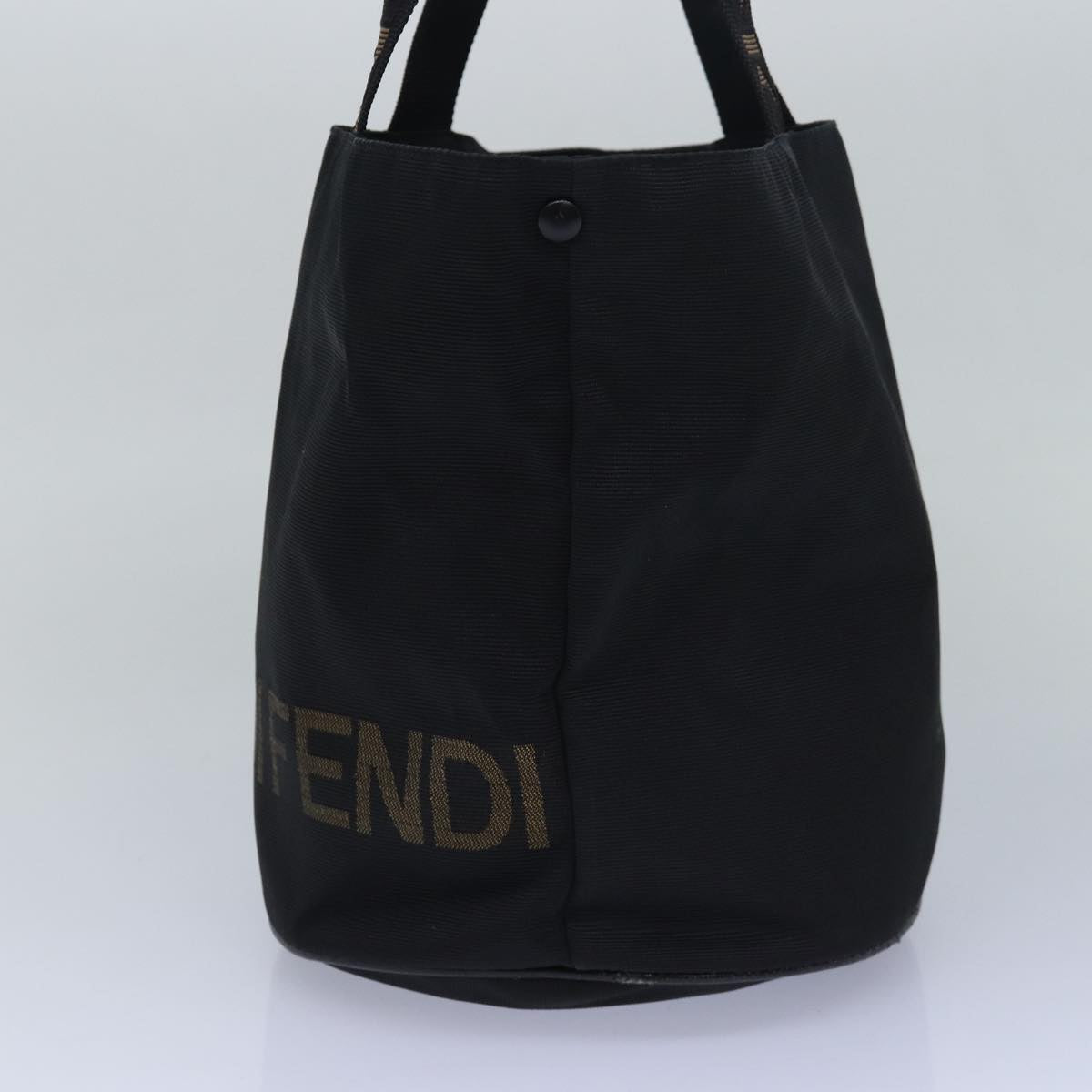 FENDI Hand Bag Nylon Black Brown Auth ep4652