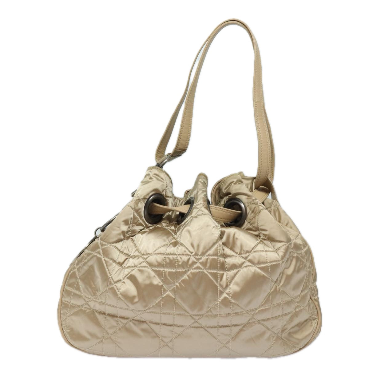 Christian Dior Lady Dior Canage Shoulder Bag Nylon Beige Auth ep4656 - 0