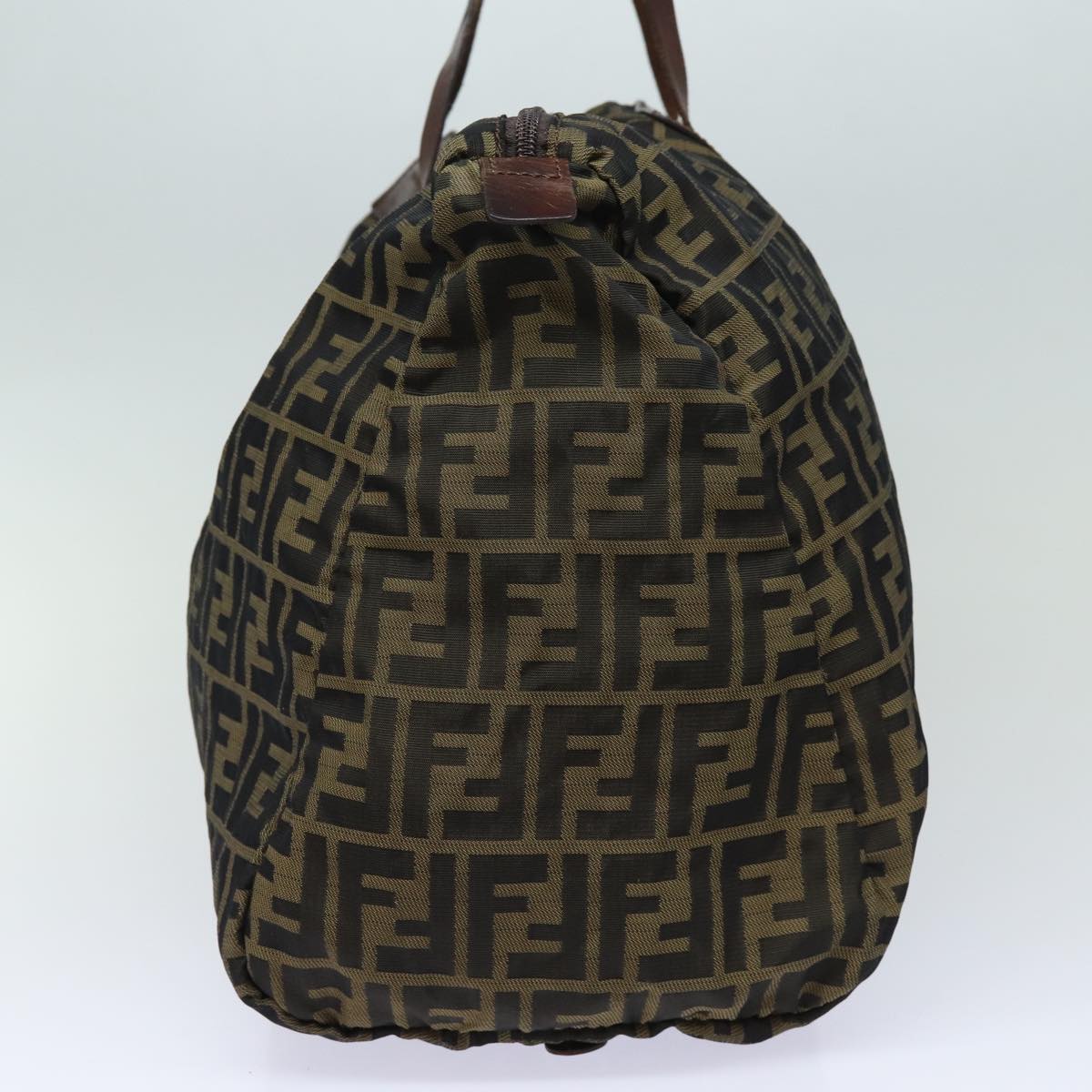 FENDI Zucca Canvas Tote Bag Brown Black Auth ep4658