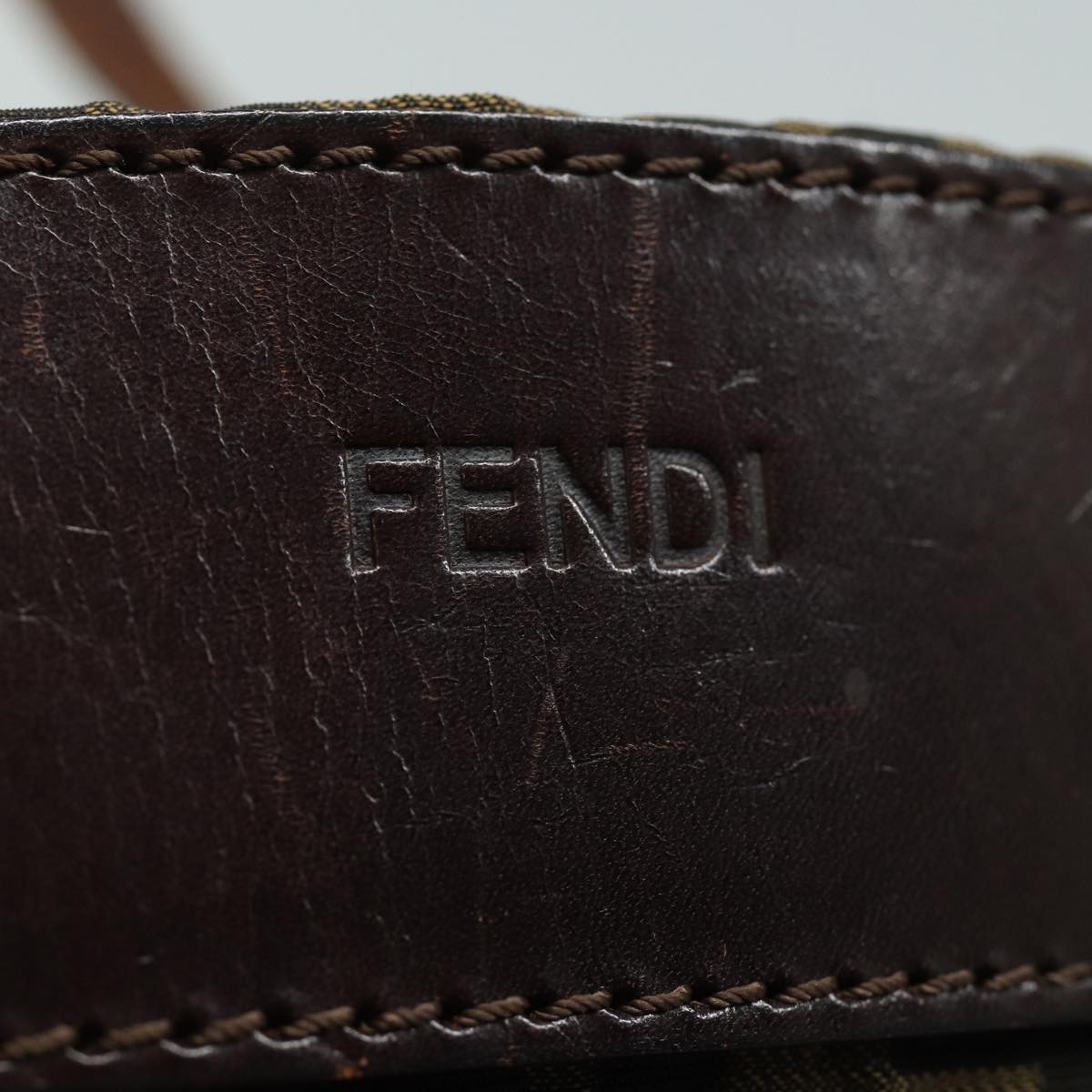 FENDI Zucca Canvas Hand Bag Brown Black Auth ep4659