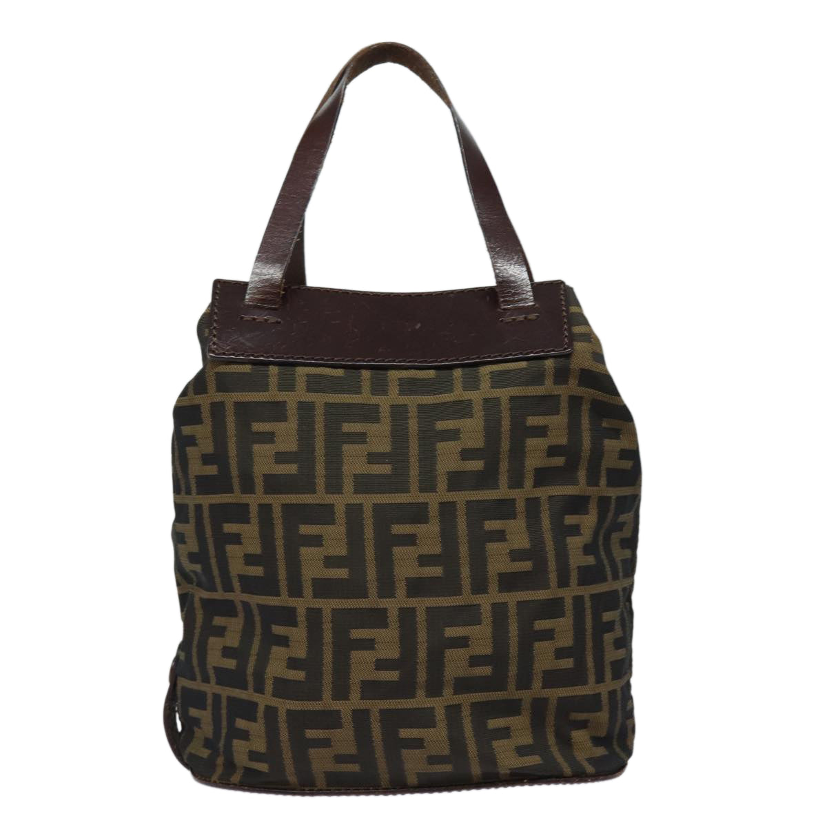 FENDI Zucca Canvas Hand Bag Brown Black Auth ep4659