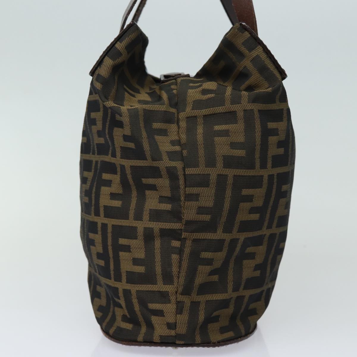 FENDI Zucca Canvas Hand Bag Brown Black Auth ep4659