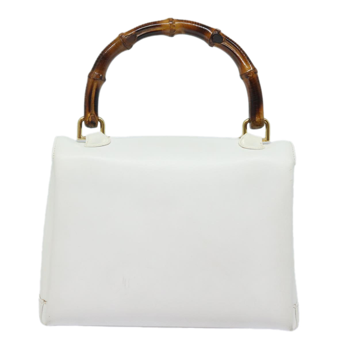 GUCCI Bamboo Hand Bag Leather White 000 23 0116 Auth ep4660