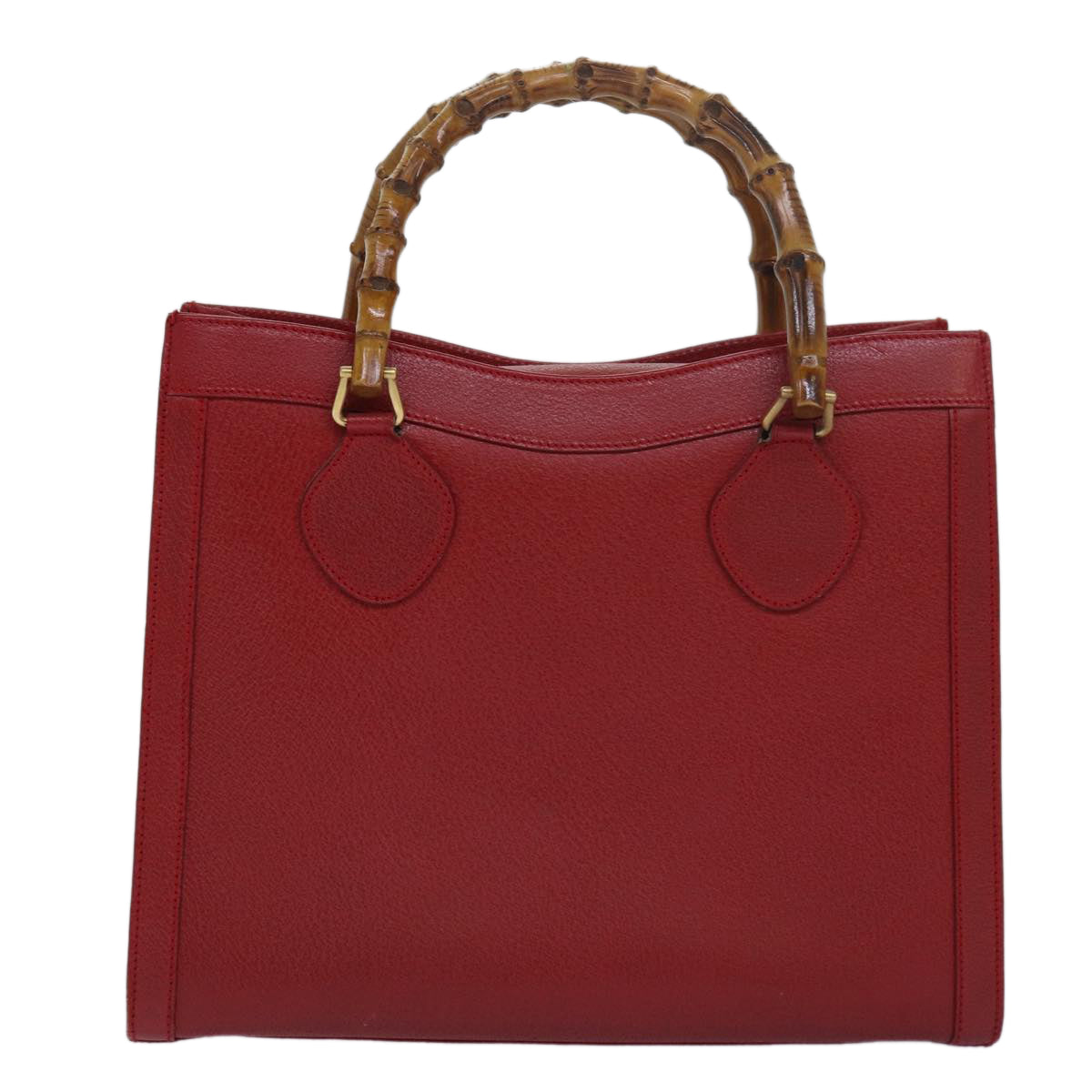 GUCCI Bamboo Hand Bag Leather Red 002 1186 0260 Auth ep4665