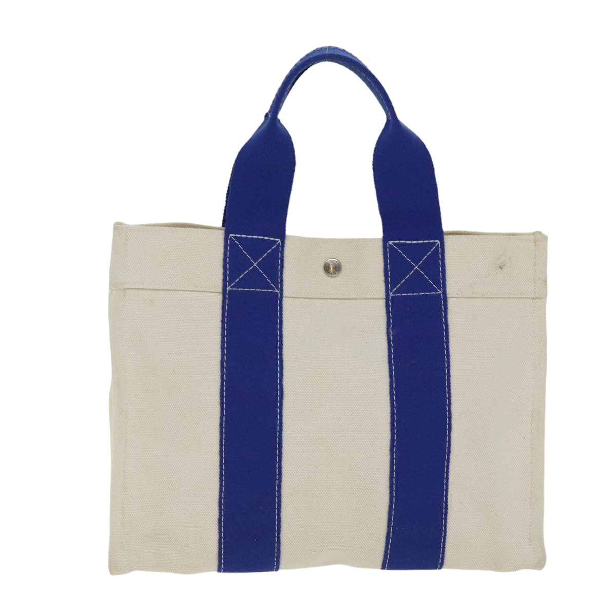 HERMES Bora Bora PM Tote Bag Canvas Blue White Auth ep4670 - 0