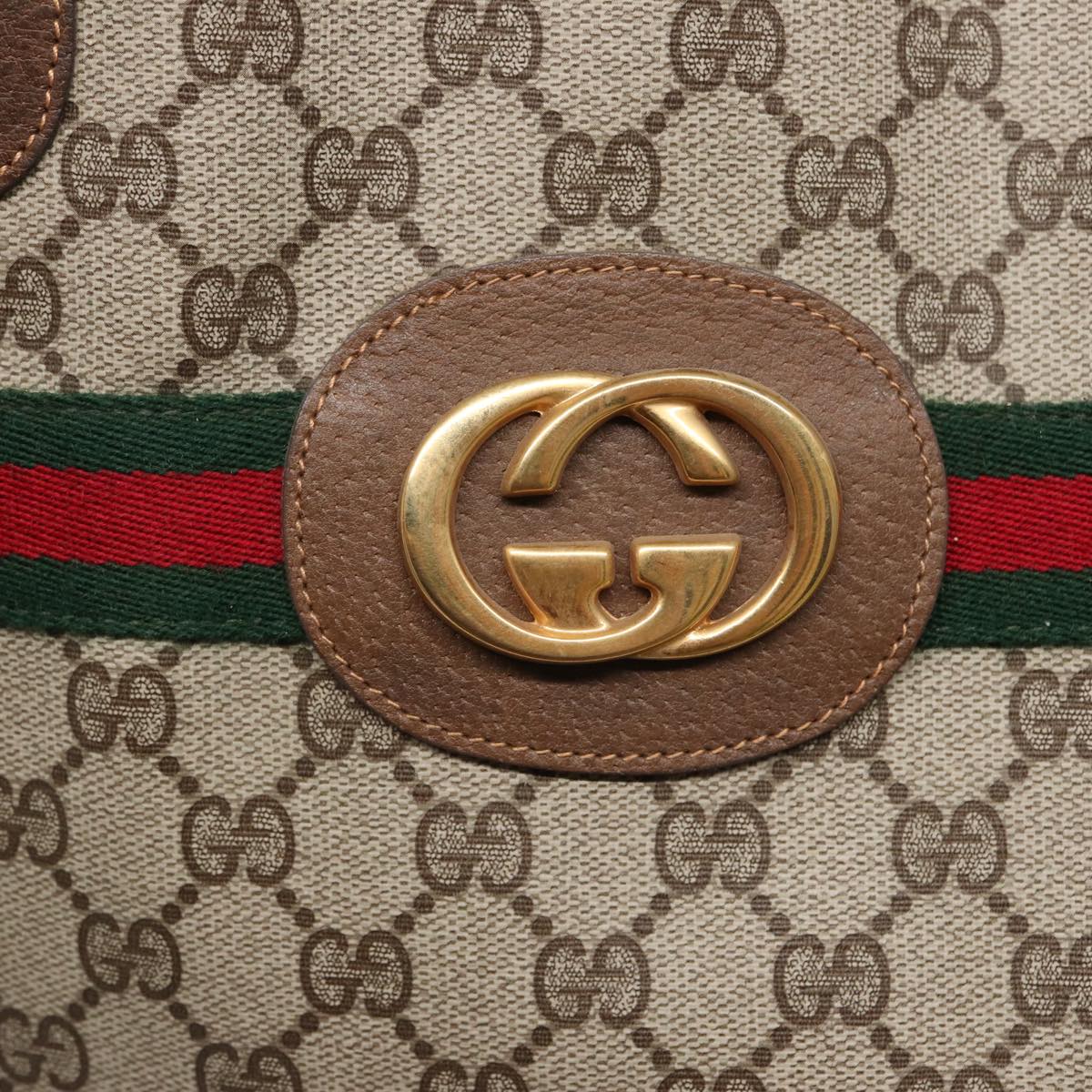 GUCCI GG Supreme Web Sherry Line Tote Bag PVC Beige Red Green Auth ep4684