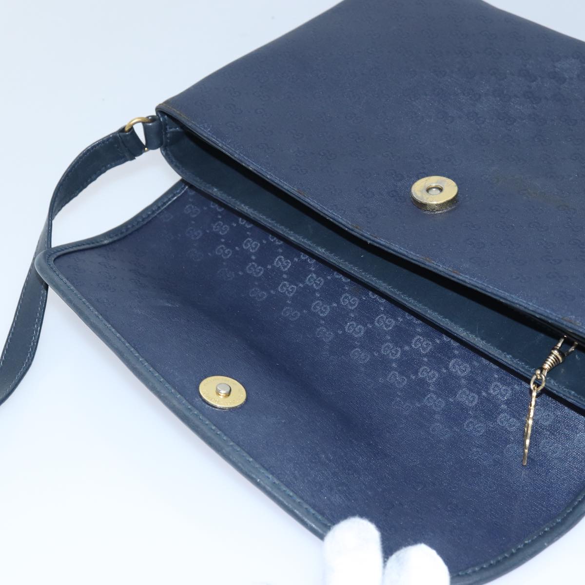 GUCCI Micro GG Supreme Shoulder Bag Navy 001 14 5364 Auth ep4687