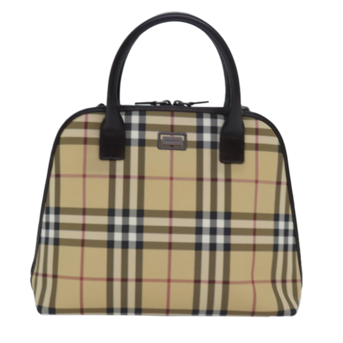 BURBERRY Nova Check Hand Bag PVC 2way Beige Auth ep4689