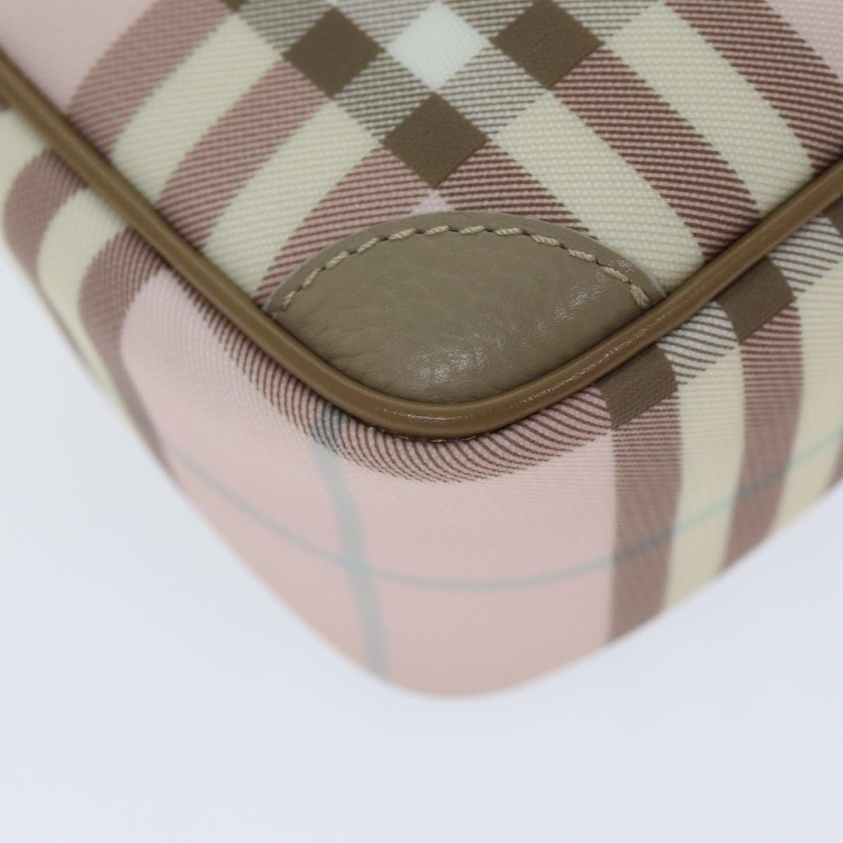 BURBERRY Nova Check Hand Bag PVC Pink Auth ep4694