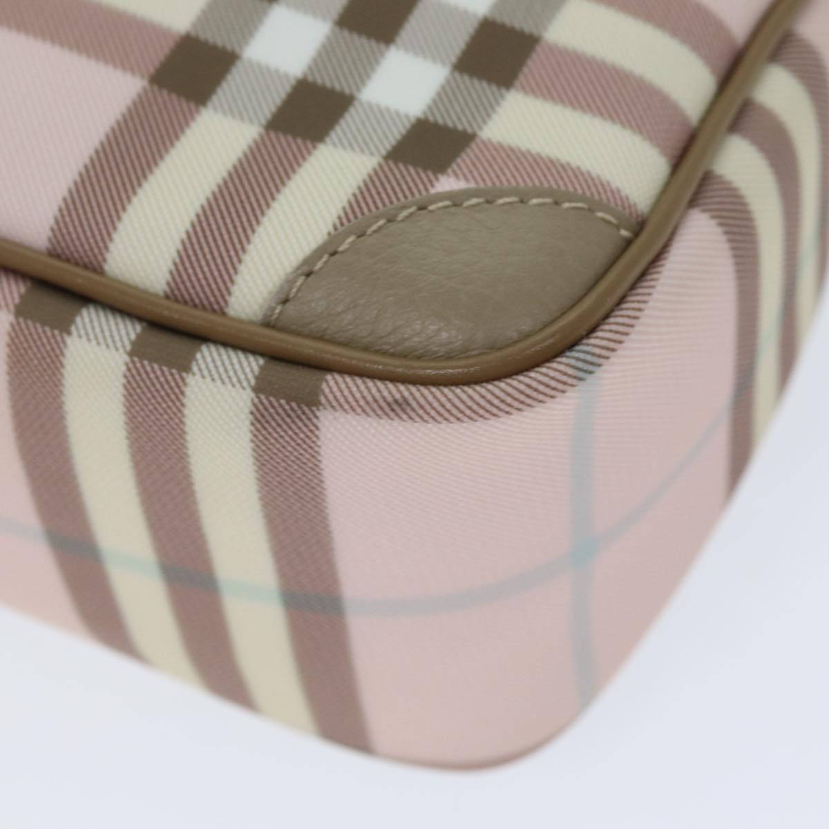 BURBERRY Nova Check Hand Bag PVC Pink Auth ep4694