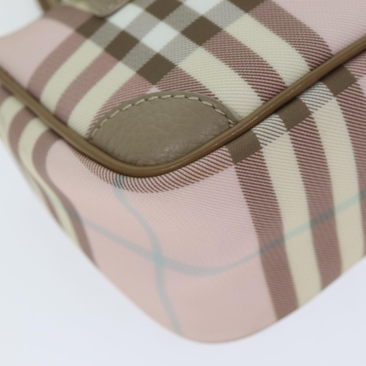 BURBERRY Nova Check Hand Bag PVC Pink Auth ep4694