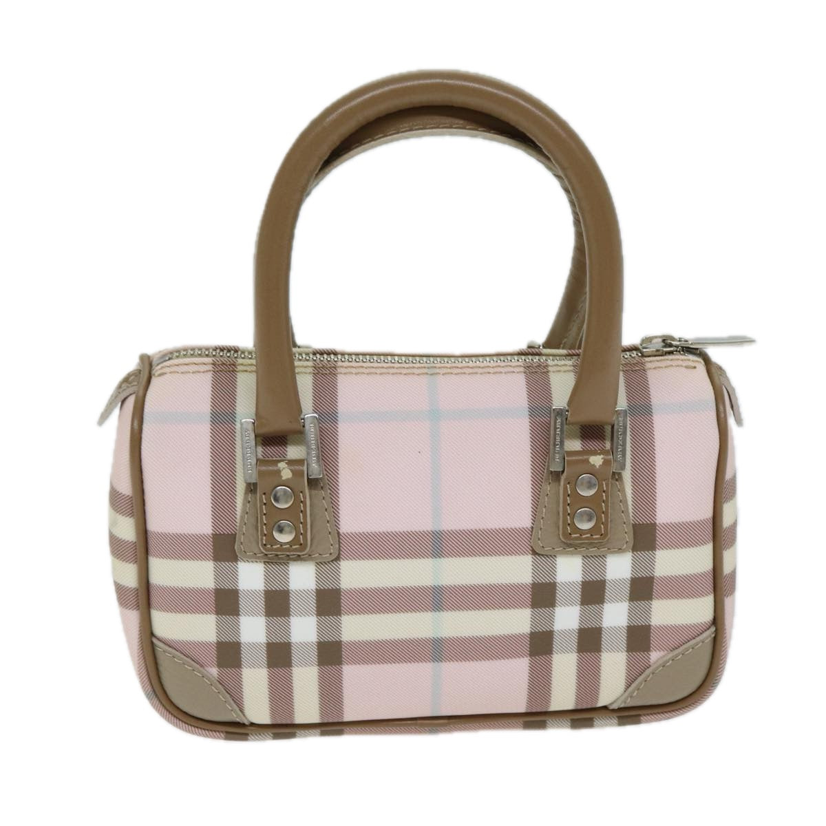 BURBERRY Nova Check Hand Bag PVC Pink Auth ep4694 - 0