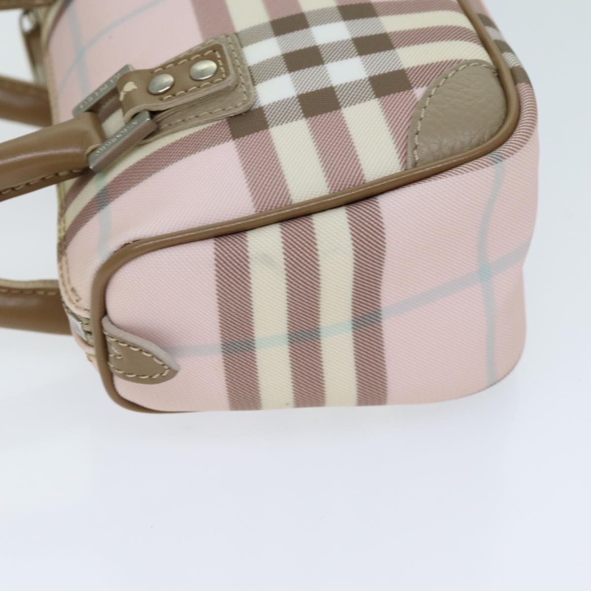 BURBERRY Nova Check Hand Bag PVC Pink Auth ep4694