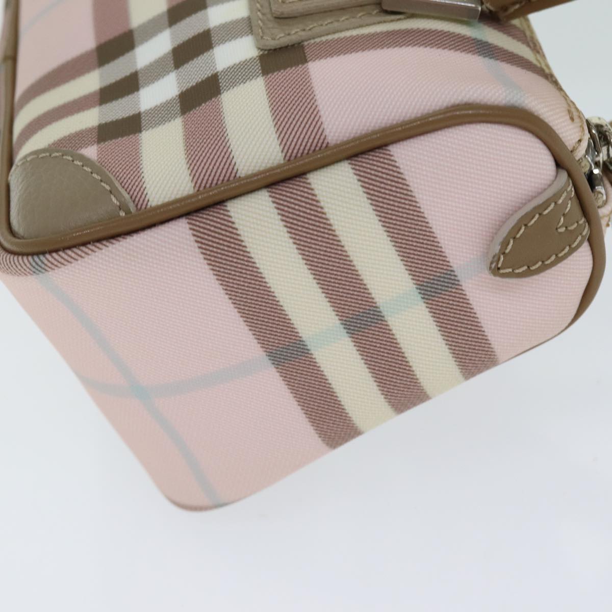 BURBERRY Nova Check Hand Bag PVC Pink Auth ep4694