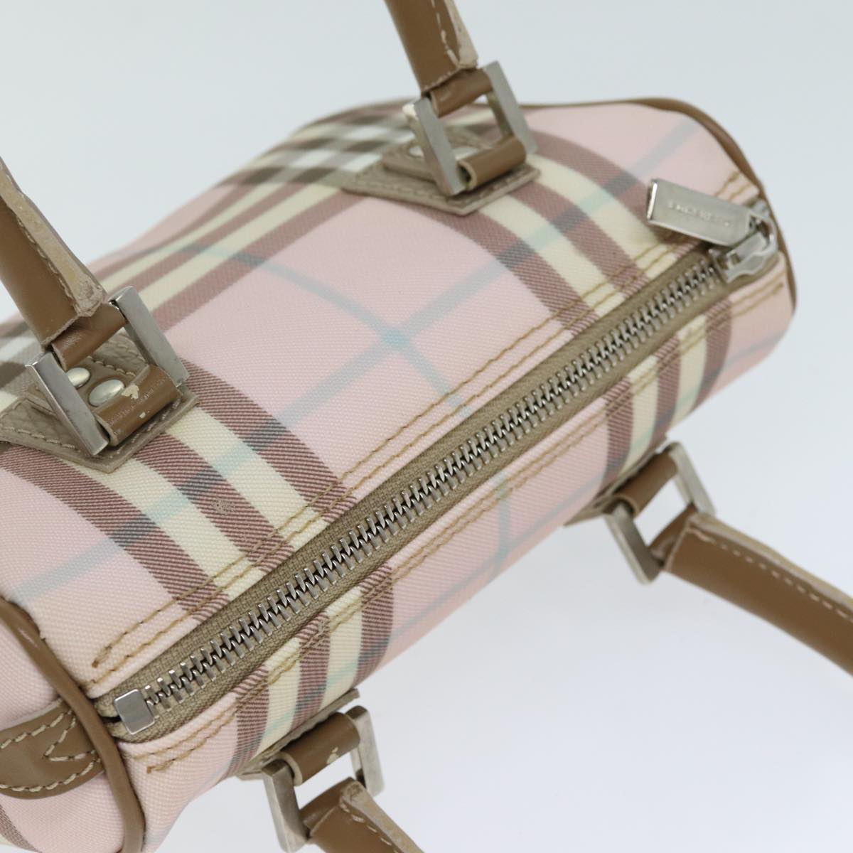 BURBERRY Nova Check Hand Bag PVC Pink Auth ep4694