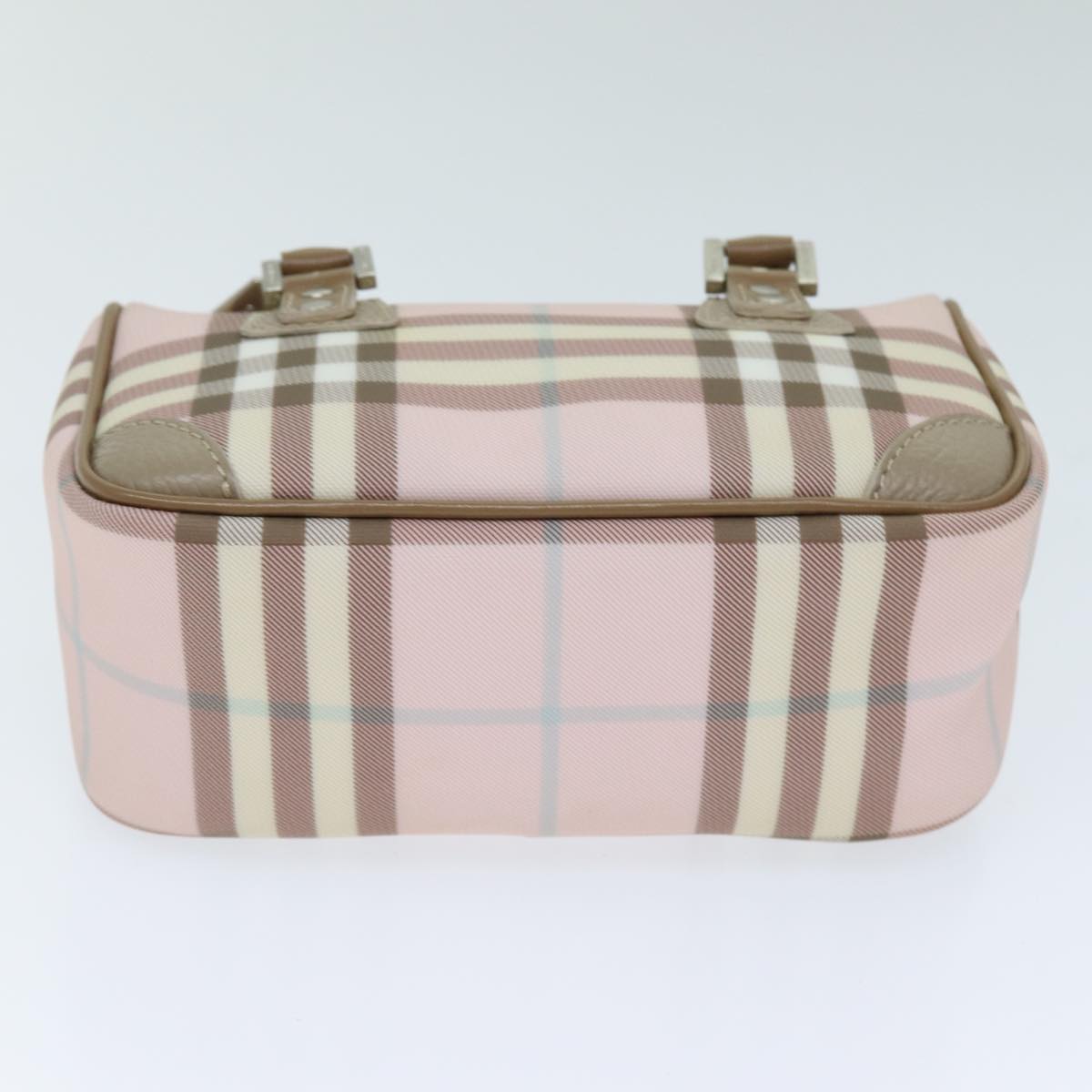 BURBERRY Nova Check Hand Bag PVC Pink Auth ep4694