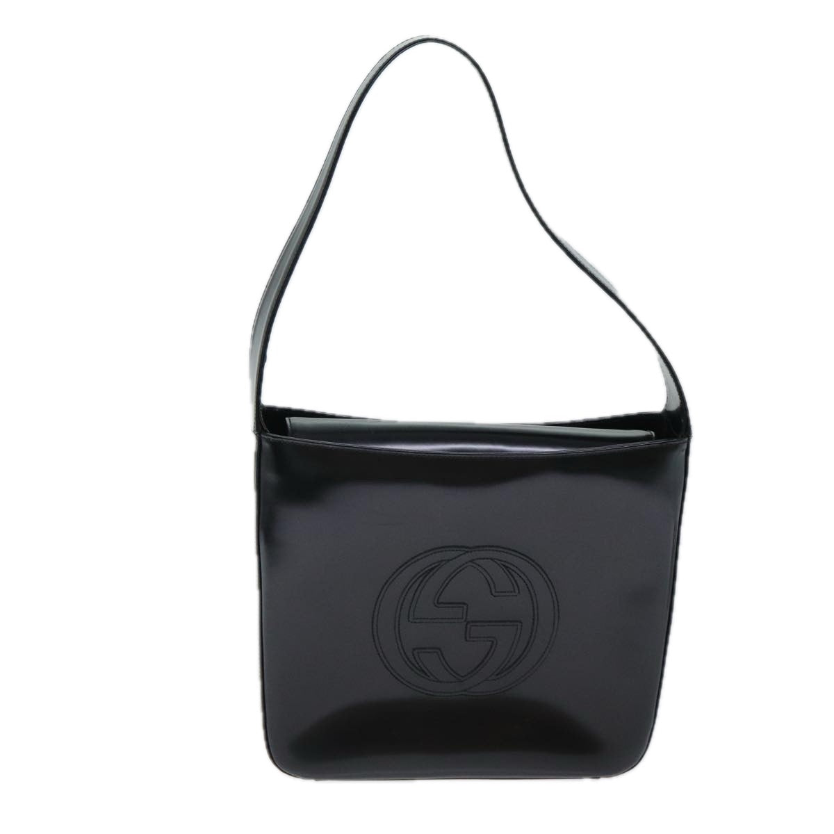 GUCCI Shoulder Bag Enamel Black 000 1013 0506 Auth ep4698 - 0