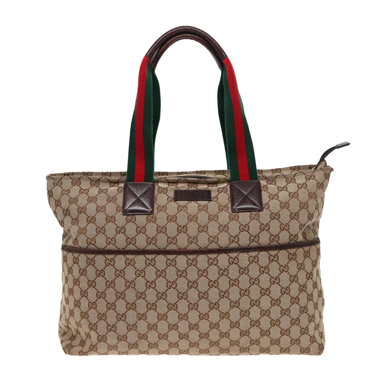 GUCCI GG Canvas Web Sherry Line Tote Bag Beige Green Red 155524 Auth ep4699