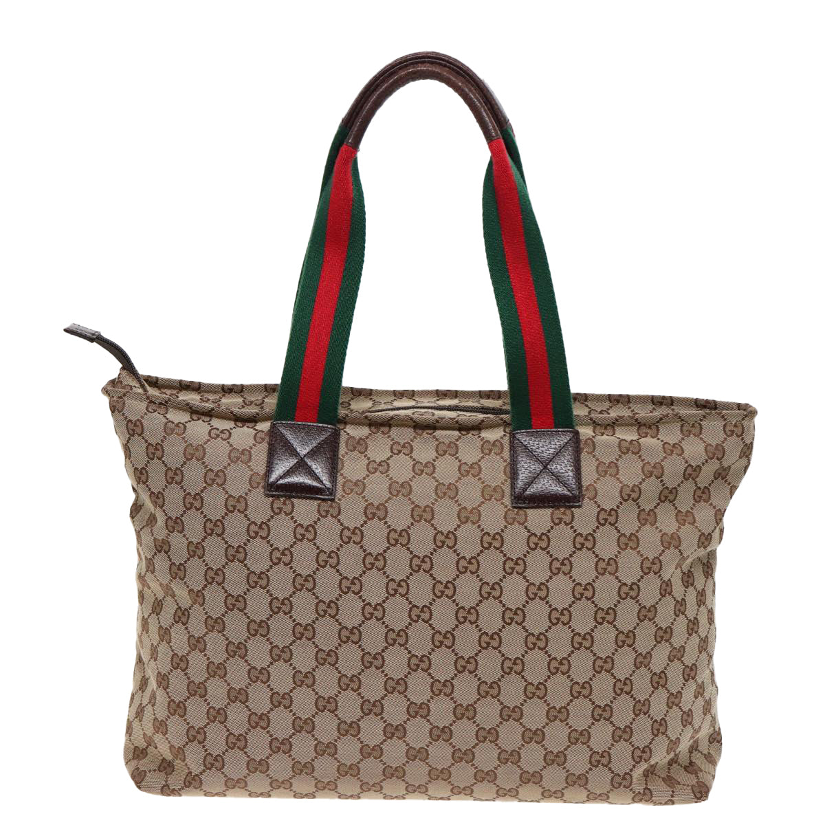 GUCCI GG Canvas Web Sherry Line Tote Bag Beige Green Red 155524 Auth ep4699 - 0