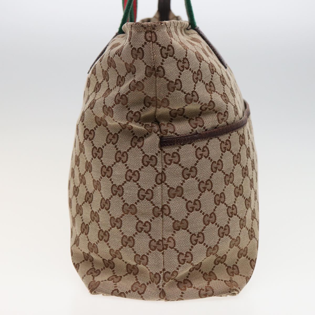 GUCCI GG Canvas Web Sherry Line Tote Bag Beige Green Red 155524 Auth ep4699