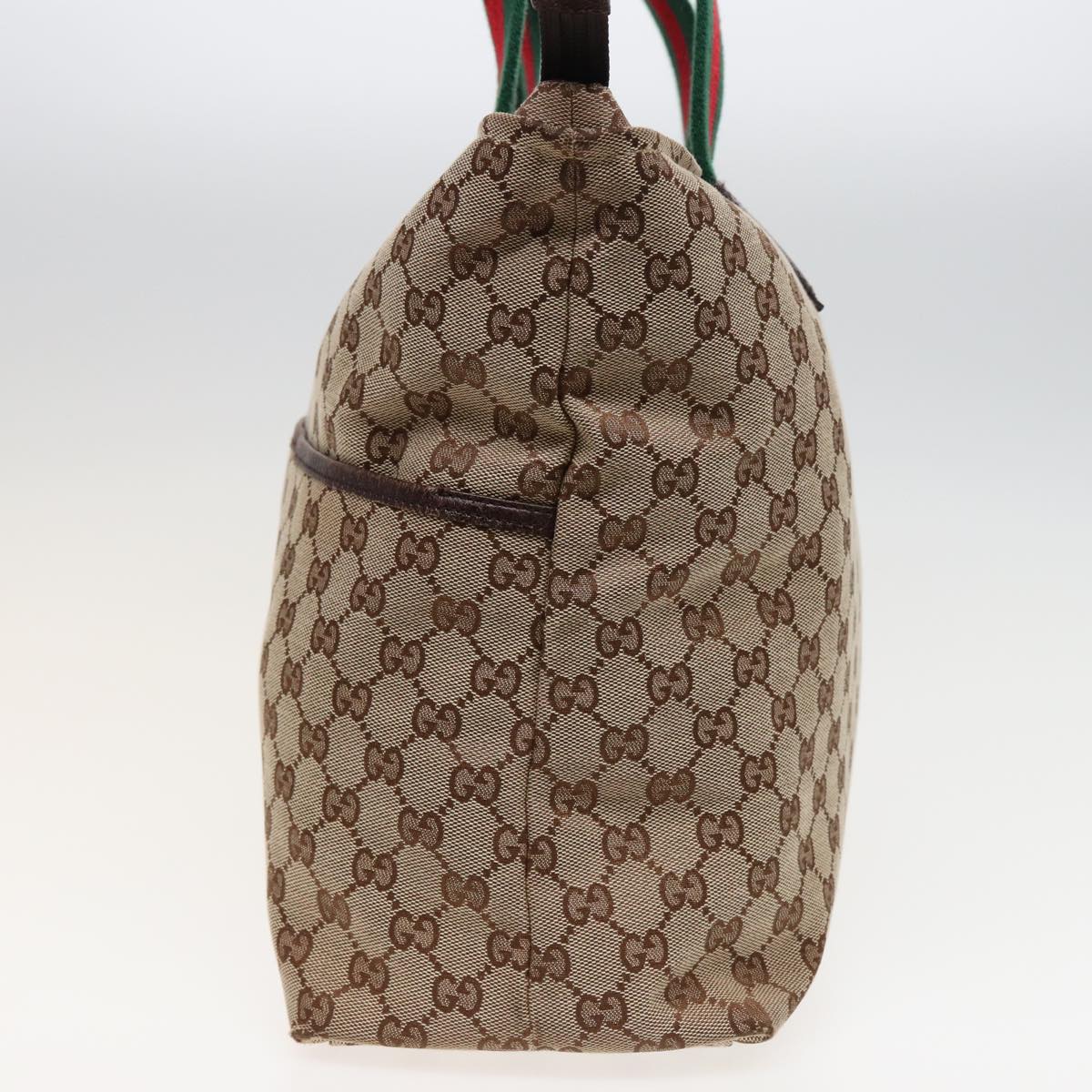 GUCCI GG Canvas Web Sherry Line Tote Bag Beige Green Red 155524 Auth ep4699