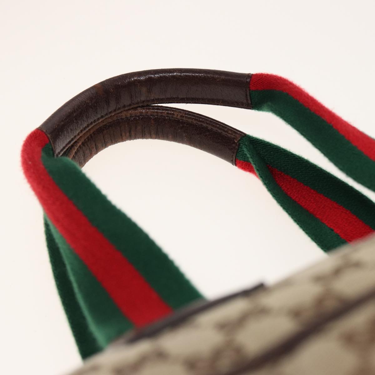 GUCCI GG Canvas Web Sherry Line Tote Bag Beige Green Red 155524 Auth ep4699