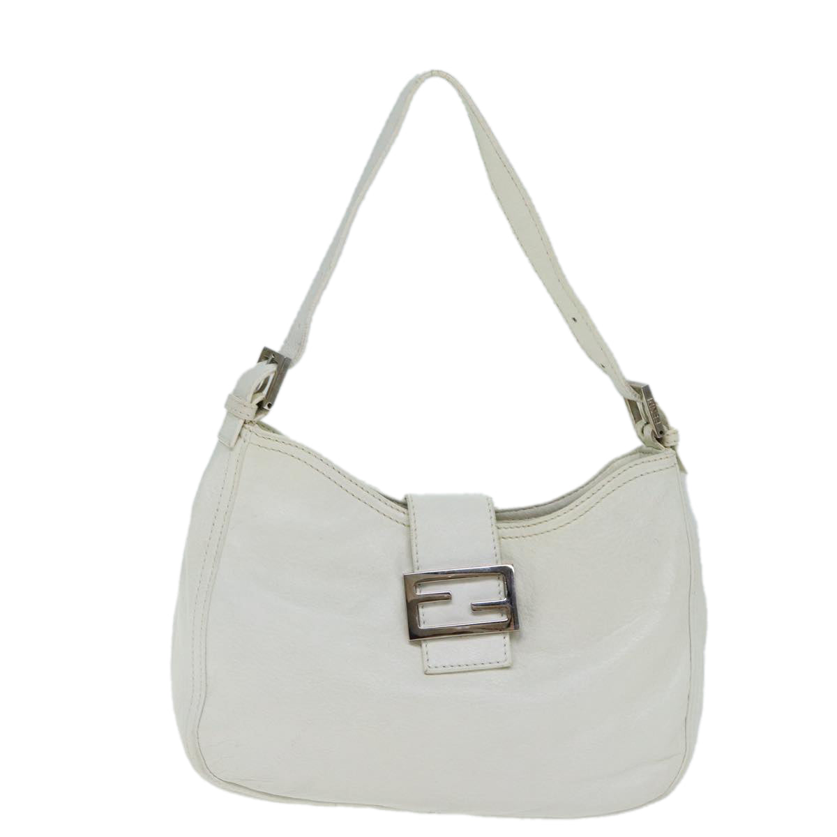 FENDI Mamma Baguette Shoulder Bag Leather White Auth ep4700 - 0