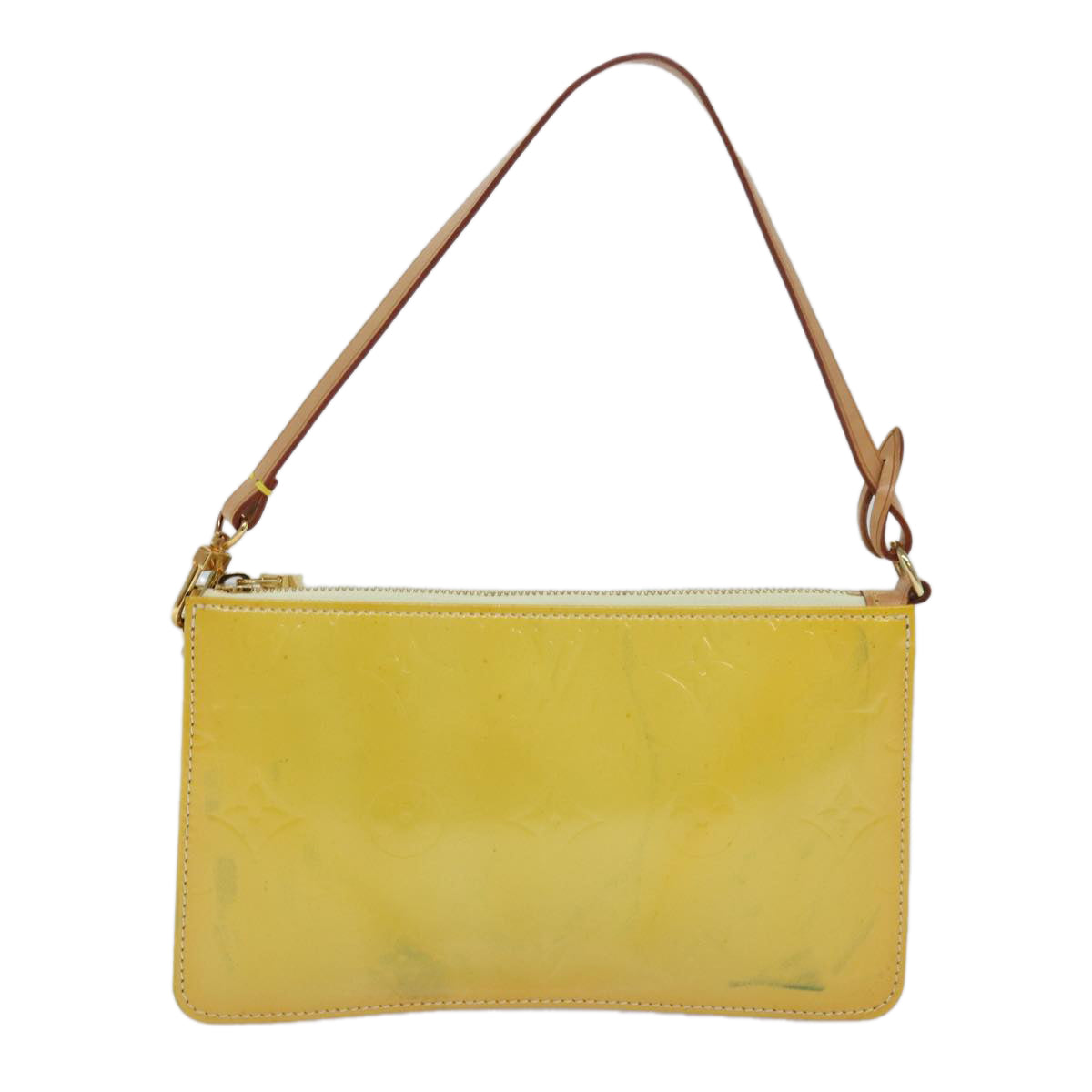 LOUIS VUITTON Vernis Lexington Accessory Pouch Lime Yellow M91058 LV Auth ep4712