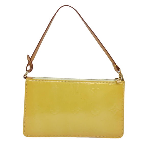 LOUIS VUITTON Vernis Lexington Accessory Pouch Lime Yellow M91058 LV Auth ep4712