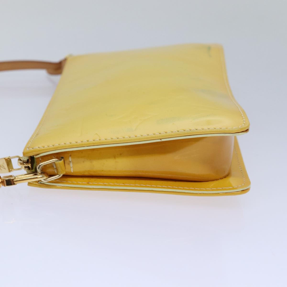 LOUIS VUITTON Vernis Lexington Accessory Pouch Lime Yellow M91058 LV Auth ep4712