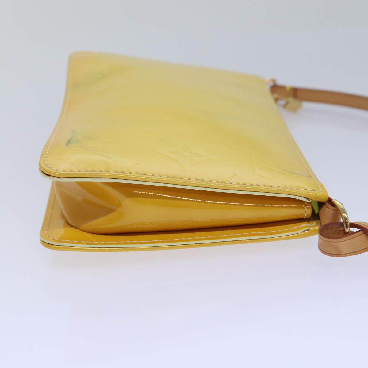 LOUIS VUITTON Vernis Lexington Accessory Pouch Lime Yellow M91058 LV Auth ep4712