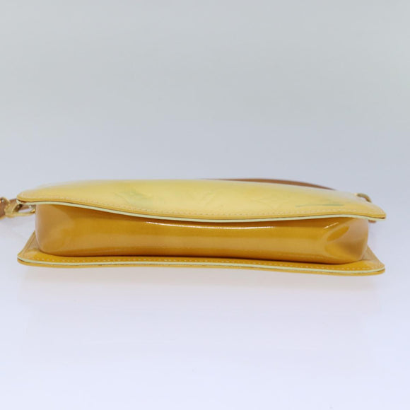 LOUIS VUITTON Vernis Lexington Accessory Pouch Lime Yellow M91058 LV Auth ep4712