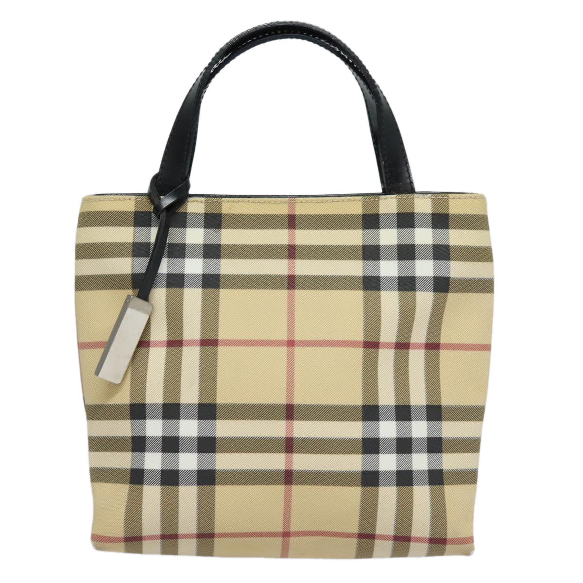 BURBERRY Nova Check Hand Bag PVC Beige Auth ep4717