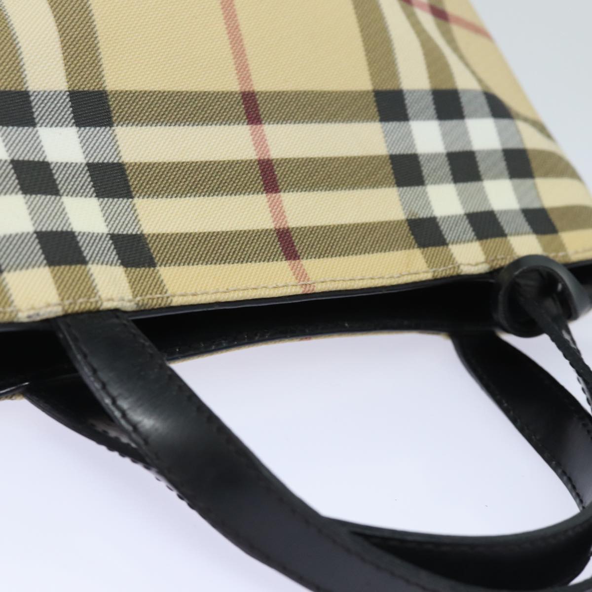 BURBERRY Nova Check Hand Bag PVC Beige Auth ep4717