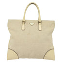 PRADA Hand Bag Canvas Beige Auth ep4722-13