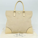 PRADA Hand Bag Canvas Beige Auth ep4722-12