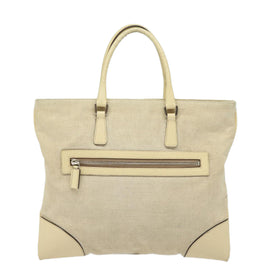 PRADA Hand Bag Canvas Beige Auth ep4722 - 0