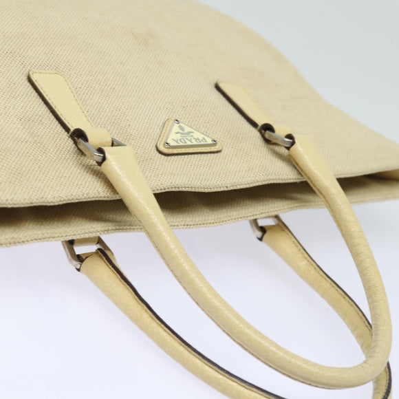 PRADA Hand Bag Canvas Beige Auth ep4722