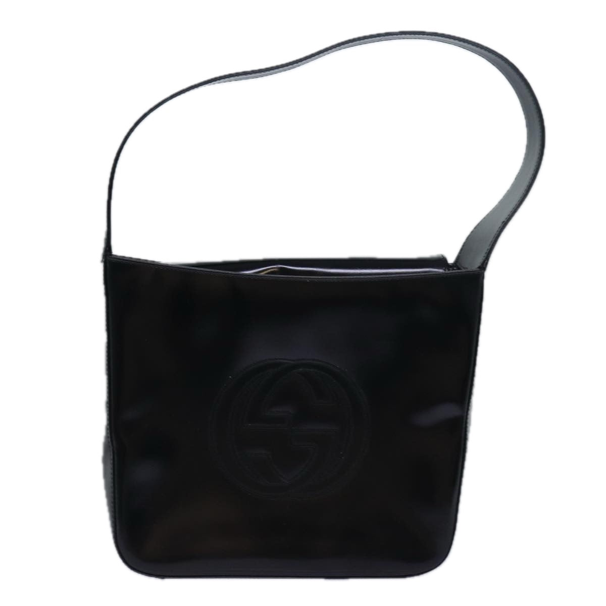 GUCCI Shoulder Bag Enamel Black 000 1013 0506 Auth ep4738