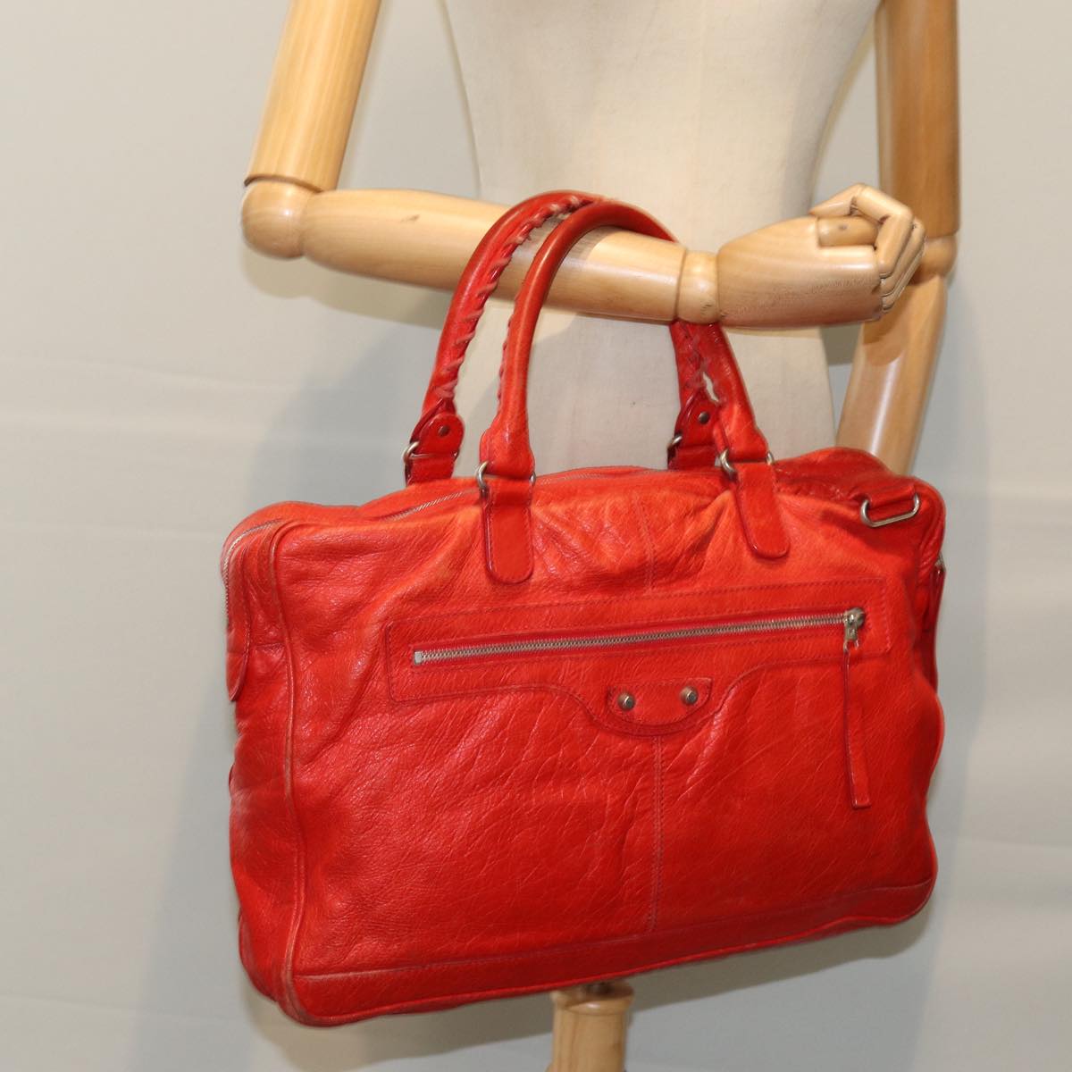 BALENCIAGA Classic Arena Hand Bag Leather Red 310939 Auth ep4741