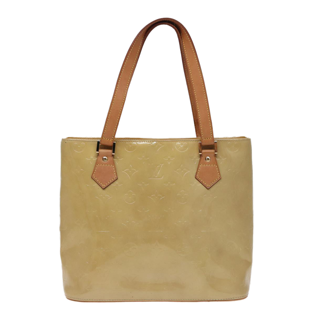 LOUIS VUITTON Monogram Vernis Houston Hand Bag Beige M91004 LV Auth ep4743